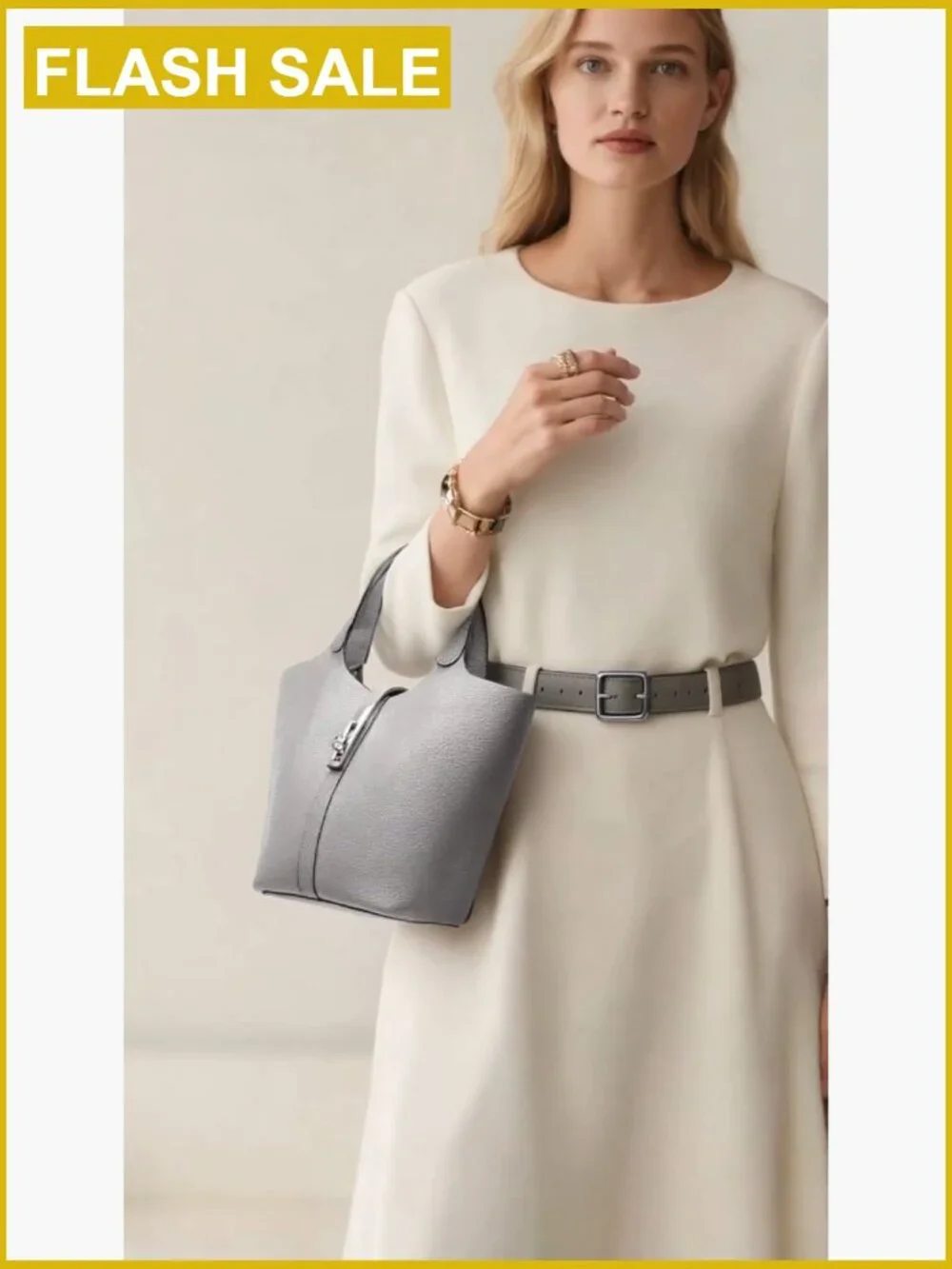 Vegan Leather Bucket Tote Bag with Detachable Small Purse Top Handle Shoulder
